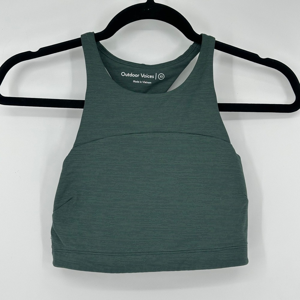 Outdoor Voices Crop Top‎ Move Free Tank Evergreen Green Racerback XS